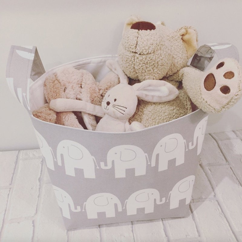 Корзина для игрушек ребенку Серые Слоники