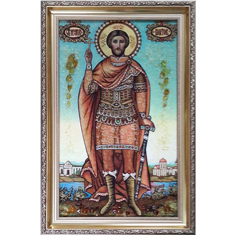 Именная икона из янтаря Св. Виктор Дамасский