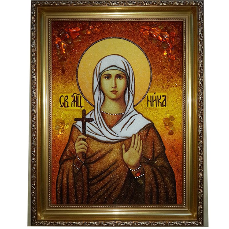 Икона в янтаре handmade Св. Ника Коринфская