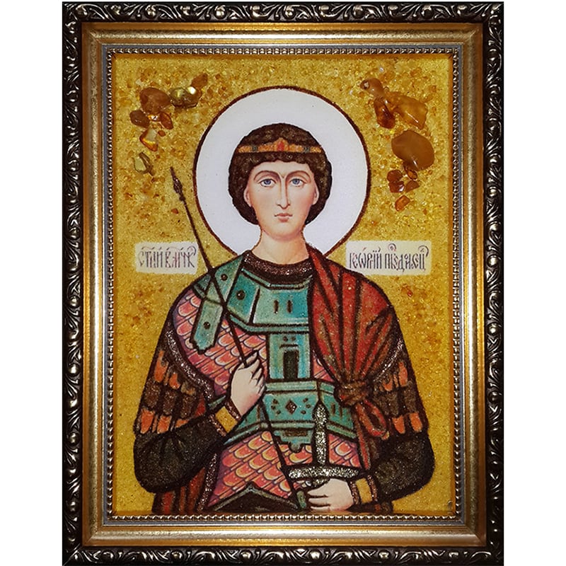 Икона в янтаре Св. Великомученик Георгий Победоносец