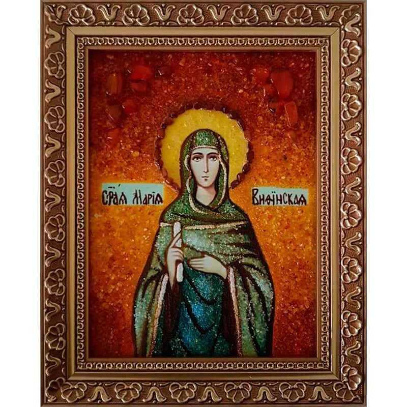 Икона в янтаре handmade Св. Мария Мифинская