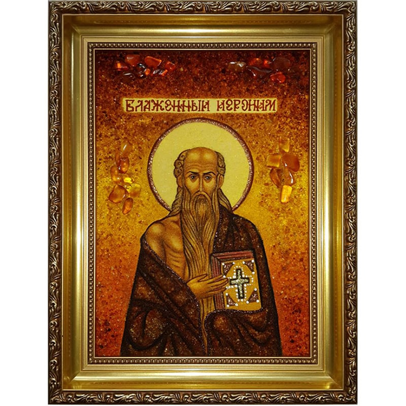 Икона handmade из янтаря Св. Нероним