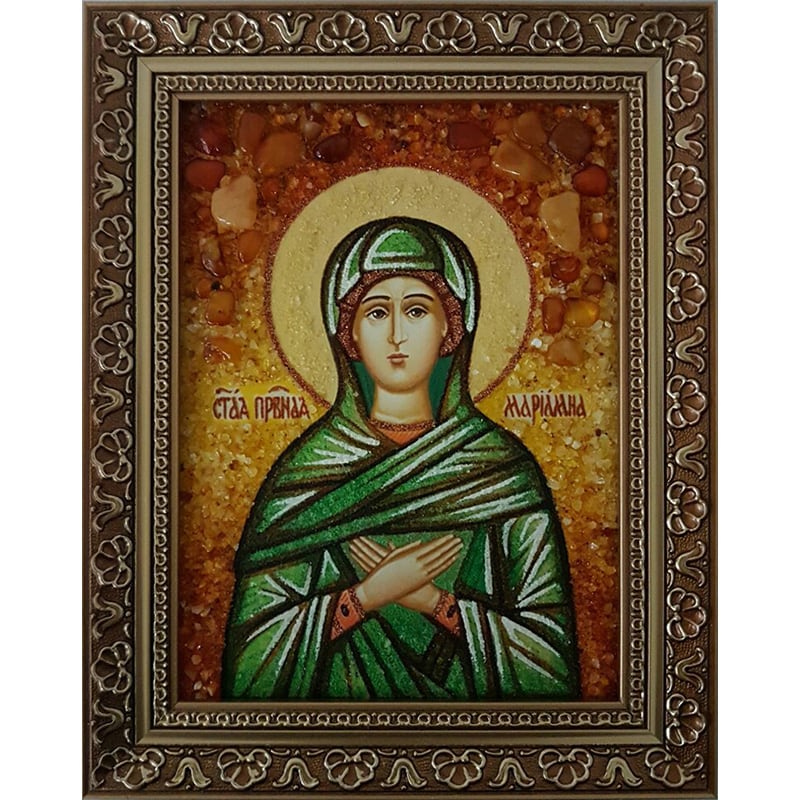 Именная икона из янтаря Св. Праведная Мириамна