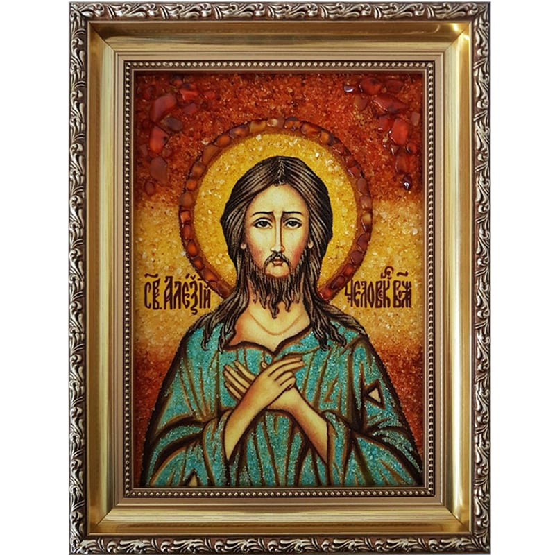Икона именная из янтаря Святой Алексий