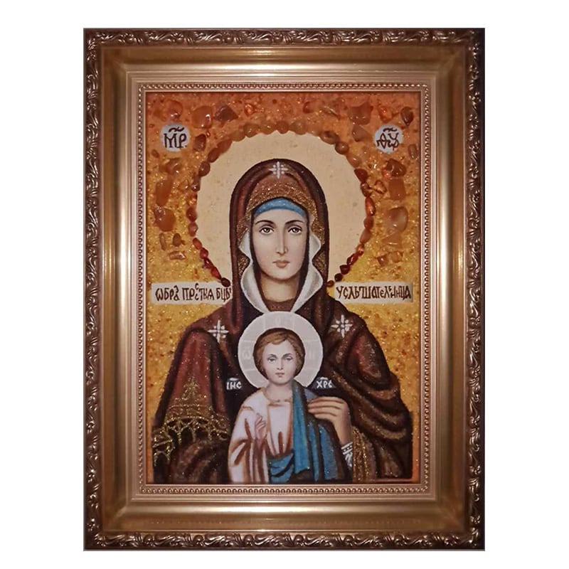Ікона з бурштину Божої Матері Почутельніца